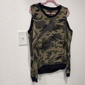 Camouflage Cold Shoulder Sweatshirt